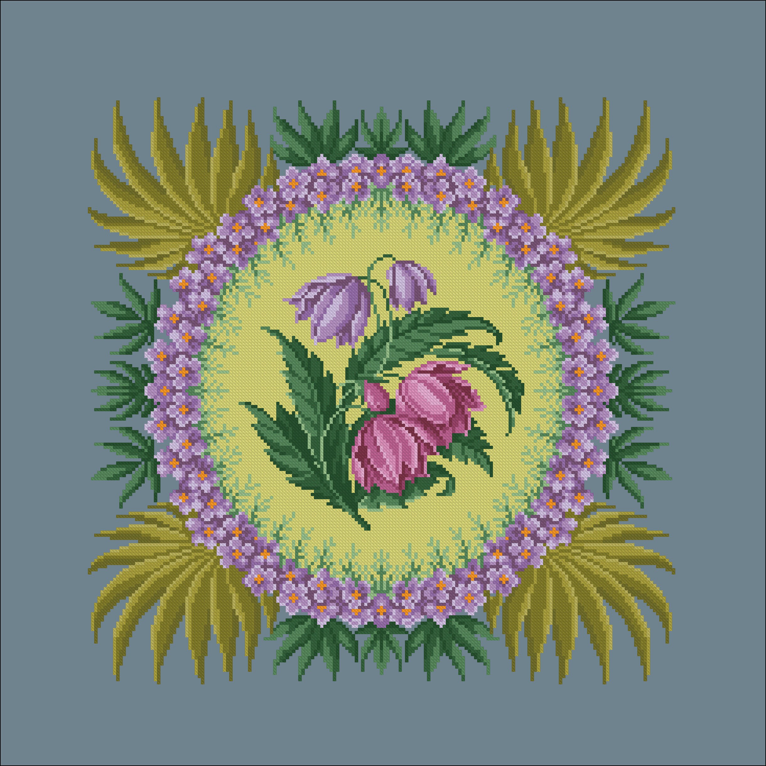 Antique cross stitch Pillow with flowers Cross stitch Etsy