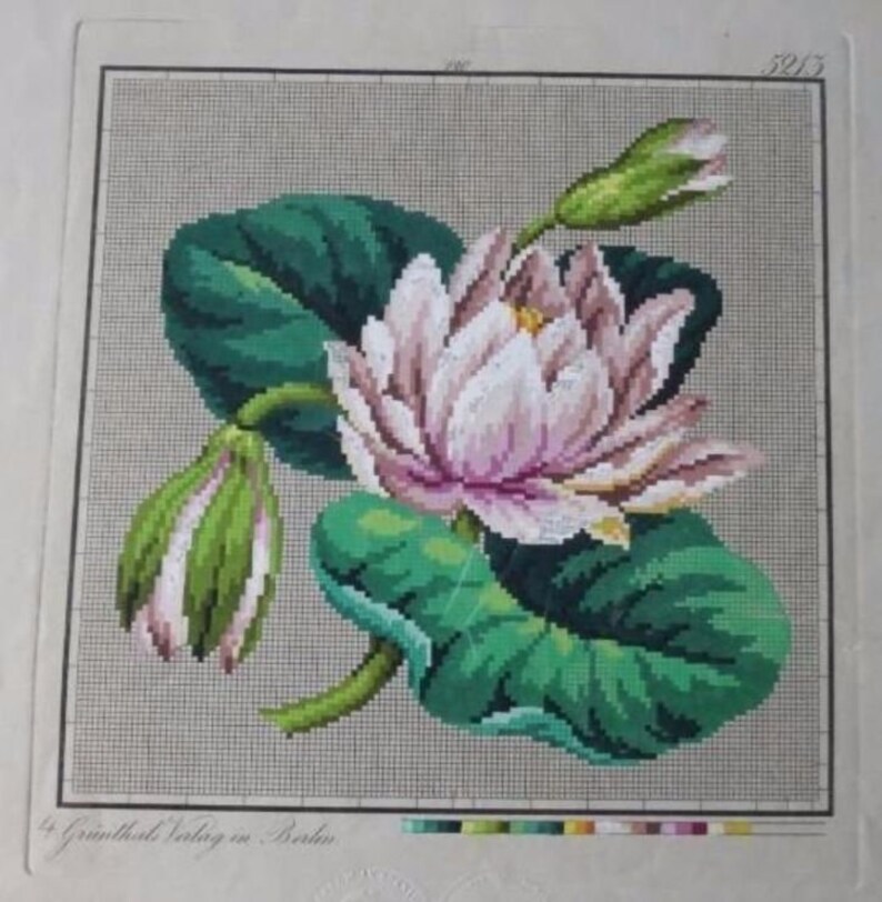 Vintage flower water Lily embroidery. Pattern for cross stitch Etsy