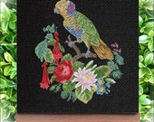 Berlin wool work, Vintage cross stitch patterns ,antique Bright Bird Cross Stitch, Vintage bird berlin woolwork cross stitch