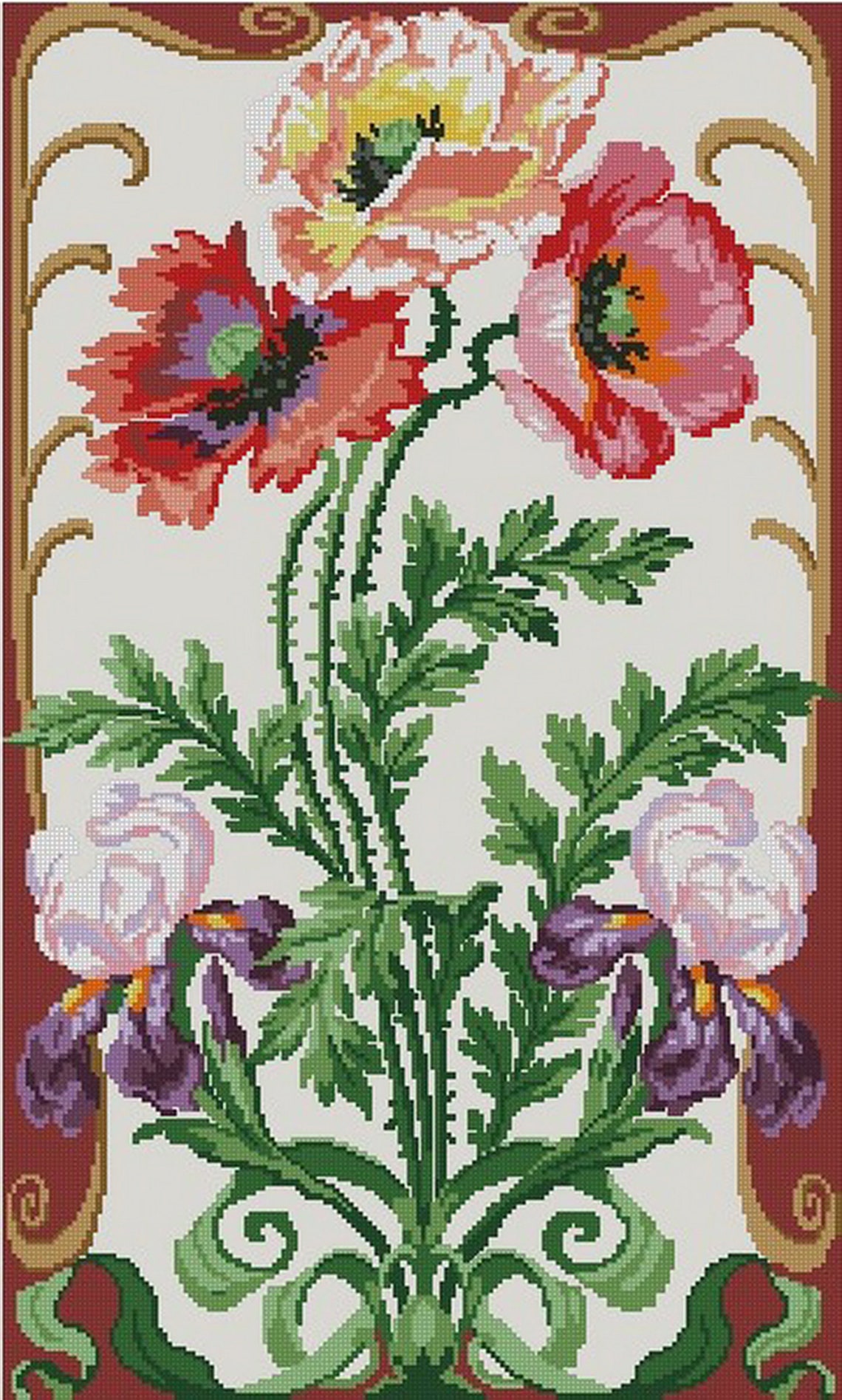 Vintage cross stitch Flowers antique cross Stitch Download Etsy