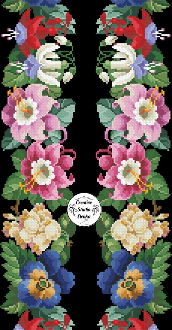 Antique cross stitch pattern Pattern flowers Instant loading | Etsy