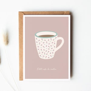 Kleine Morgenkaffeekarte, Hallo-Karte, illustrierte Blumenbecherkarte, kleine Glückskarte, Vergnügungskarte, um den Herbst anzubieten