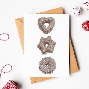 Carte pain d'épices, carte joyeux Noël, biscuits de Noël, coeur en pain d'épices, carte meilleurs voeux, carte bonne année
