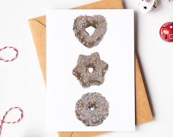 Gingerbread card, Merry Christmas card, Christmas cookies, Gingerbread heart, Best wishes card, Happy New Year card