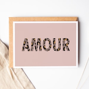 Tarjeta de amor leopardo, tarjeta te amo, para mi amor, tarjeta de habitación de bebé, carta de amor, tarjeta de amor graou