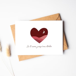 Love card "I love you to the stars", Valentine's Day card, for my love, wedding card