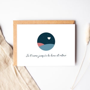 Love card I love you to the moon and back, Valentine's Day card, for my love, Mother's Day card, Father's Day card, married card