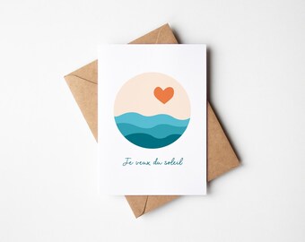 Voglio la carta del sole, carta del sole e del mare, belle giornate, carta di primavera, carta motivazionale, carta del buon umore