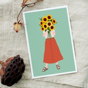 Carte tournesol, carte anniversaire, bienvenue automne, hello septembre, carte de voeux automne image 6