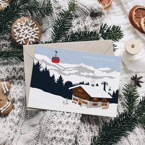 Carte chalet à la montagne, paysage d'hiver, montagnes enneigées, carte postale Saint Gervais, Haute Savoie — Alpes, Massif du Mont-Blanc image 4