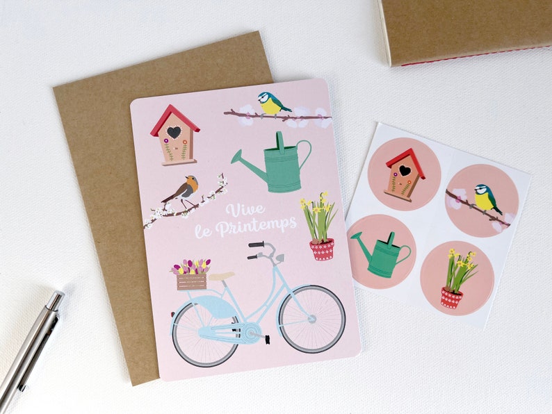 Carte printemps, carte anniversaire, carte félicitations, carte merci, carte fleurs, carte oiseaux, carte jardin image 4