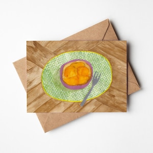 Apricot tart card, happy birthday, pleasure to give, watercolor illustration, happy mother's day, thank you teacher