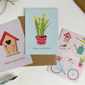 Carte joyeux anniversaire, illustration maison d'oiseau, pour un anniversaire en printemps, lettre d'amour image 7