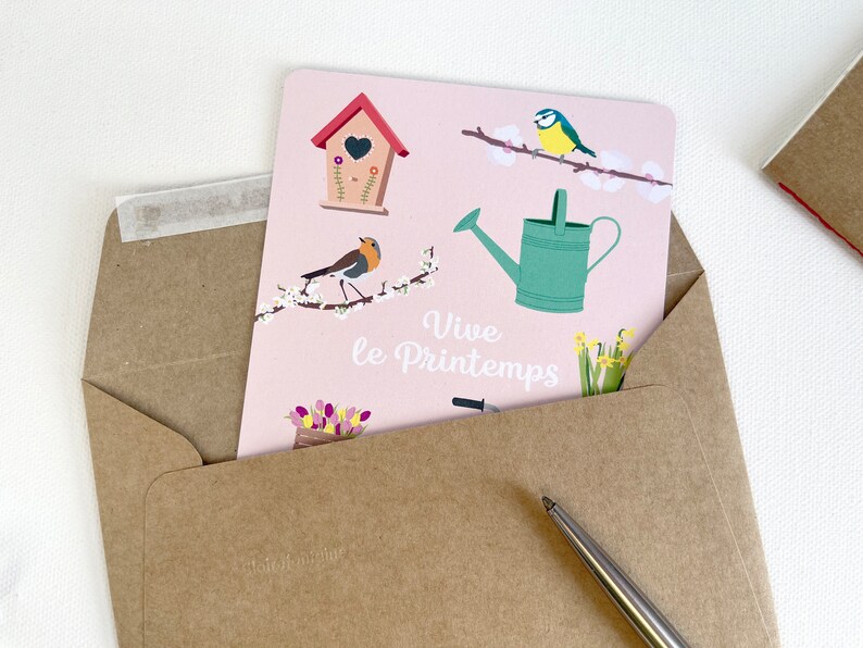 Carte printemps, carte anniversaire, carte félicitations, carte merci, carte fleurs, carte oiseaux, carte jardin image 6