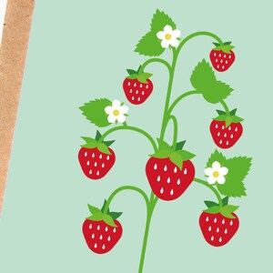 Carte fraises, illustration de fraises, saison des fraises, carte printemps, carte anniversaire image 4