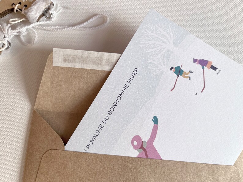 Carta ballerina di ghiaccio, carta invernale, carta buone vacanze, carta felice anno nuovo, paese delle meraviglie invernale immagine 4