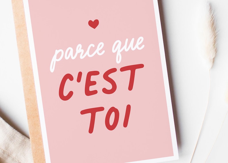 Carte amour, carte Saint Valentin, carte parce que c'est toi, carte demande en mariage, carte fiançailles image 3