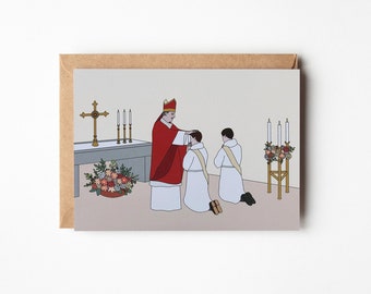 Carte de félicitations pour un jeune prêtre lors de sa bénédiction de l'ordination