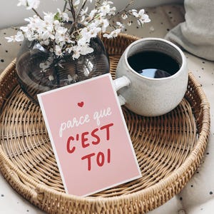 Carte amour, carte Saint Valentin, carte parce que c'est toi, carte demande en mariage, carte fiançailles image 6