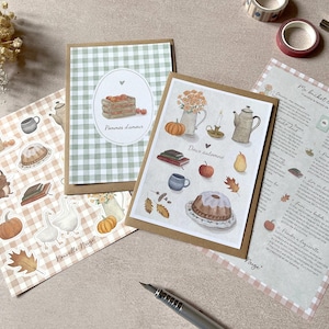Courrier d'automne, assortiment de papeterie, illustrations d'automne, 12 stickers pour journaling ou scrapbooking, bucket list d'automne