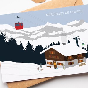 Carte chalet à la montagne, paysage d'hiver, montagnes enneigées, carte postale Saint Gervais, Haute Savoie — Alpes, Massif du Mont-Blanc image 2