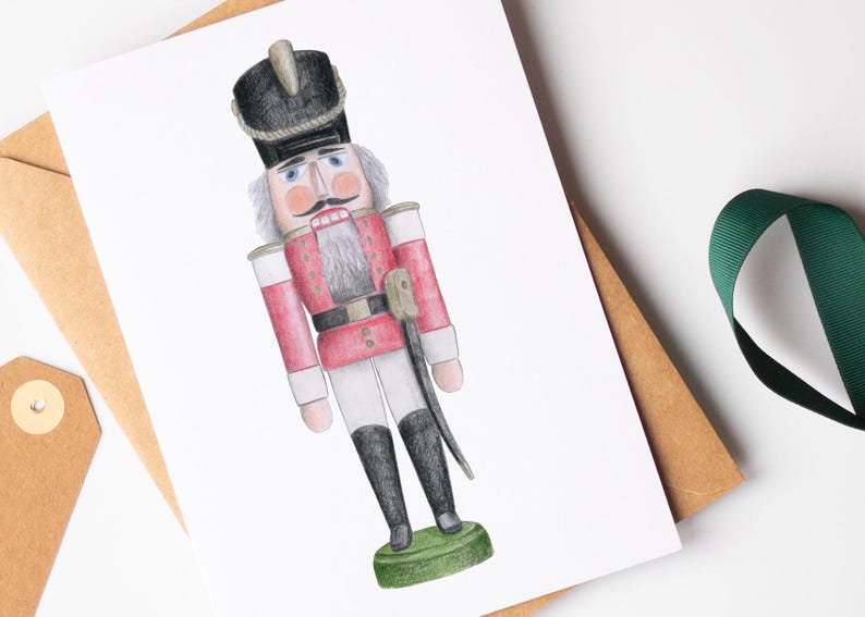 Carte casse-noisette, carte joyeux Noël, carte fêtes de fin d'année, décoration traditionnelle du massif des Monts Métallifères image 3