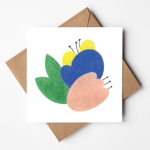 Carte à offrir fleurs, illustration fleurs, carte anniversaire, carte printemps