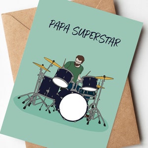 Carte papa superstar, joyeux anniversaire papa, carte fête des pères, papa rockeur image 2