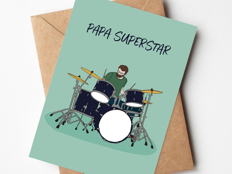 Carte papa superstar, joyeux anniversaire papa, carte fête des pères, papa rockeur image 2