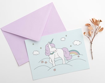 Invitation anniversaire licorne, anniversaire fille, invitation goûter, fête anniversaire, goûter anniversaire