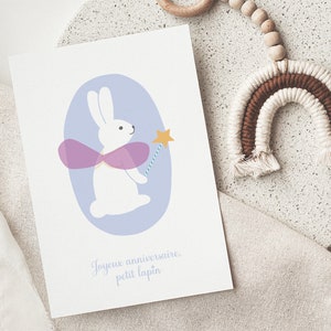 Carte joyeux anniversaire petit lapin, carte anniversaire enfant, carte anniversaire petite fille