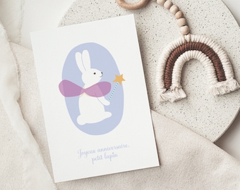 Happy birthday card little rabbit, child's birthday card, little girl's birthday card