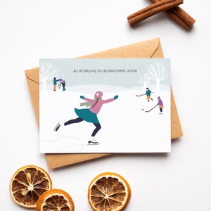Carta ballerina di ghiaccio, carta invernale, carta buone vacanze, carta felice anno nuovo, paese delle meraviglie invernale
