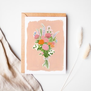 Summer flower card, birthday card, wedding card, happy birthday, congratulations card, thank you, wildflower illustration