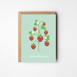 Carte fraises, illustration de fraises, saison des fraises, carte printemps, carte anniversaire image 7