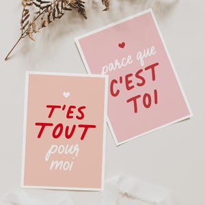 Carte amour, carte Saint Valentin, carte parce que c'est toi, carte demande en mariage, carte fiançailles image 7
