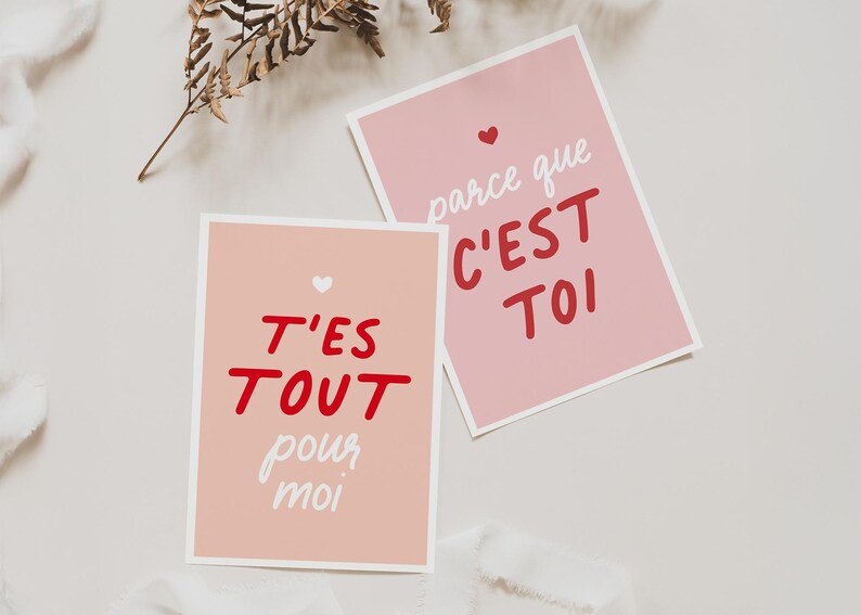 Carte amour, carte Saint Valentin, carte parce que c'est toi, carte demande en mariage, carte fiançailles image 7