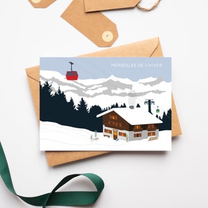 Mapa de un chalet de montaña, paisaje invernal, montañas nevadas, postal Saint Gervais, Alta Saboya — Alpes, Macizo del Mont-Blanc
