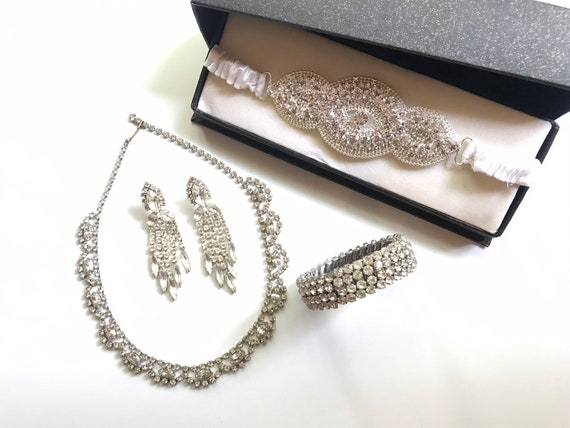 Vintage Wedding Jewelry Set,Rhinestone wedding set