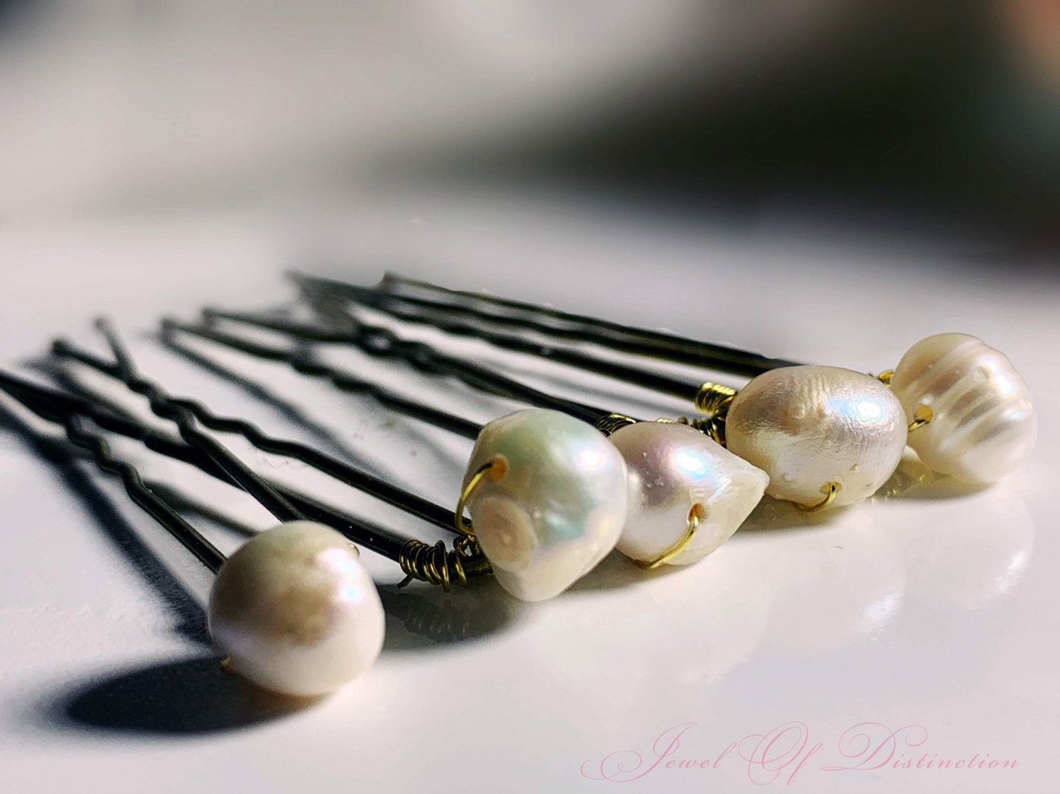 Blue and White Pearl Hair Clips - wide 4