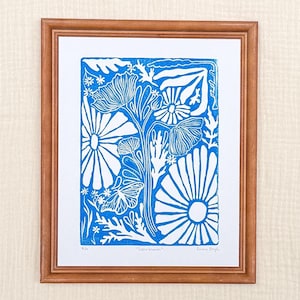 Superbloom Linocut Block Print