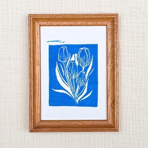 Buncha Tulips Linocut Block Print