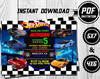 Hot Wheels Invite Etsy