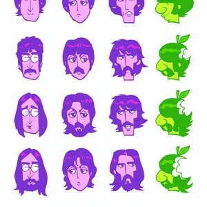 Beatles Four Rows A3 Print