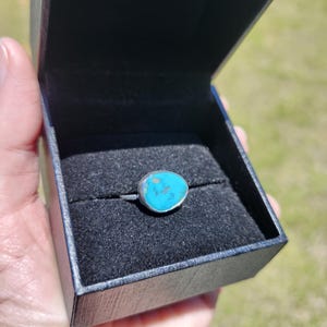 Turquoise sterling silver Statement Ring – Southwest Style, Size 5.34