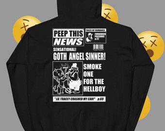 Peep News Backprint Lil Emo Goth Unisex Hoodie