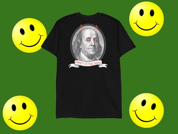 T-shirt Vintage C.R.E.A.M. Cash Rules Everything Around Me Avec Benjamin Franklin - Occasion Taille XXL (2XLT) Gris