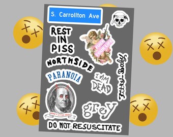 Suicide Rap Emo Boys Peep Sticker sheet/pack