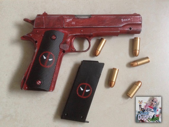 Red Deadpool Pistol Prop M1911 Colt 45 Toy Gun Costume Etsy
