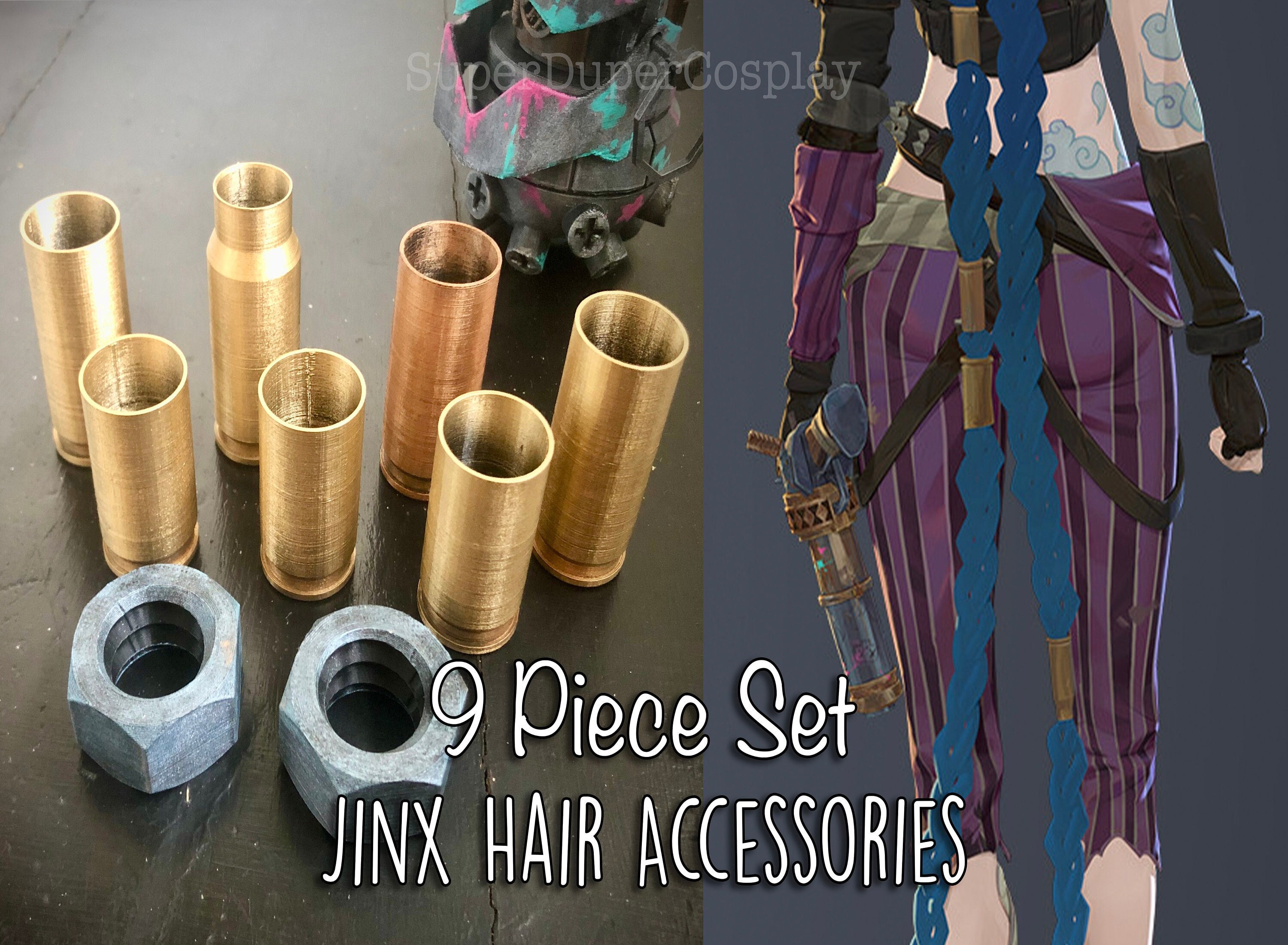 Jinx Inspired Hair Clips + Accessories - Full 9 Piece Set Jinx Inspired Hair Clips + Accessories - Full 9 Piece Set